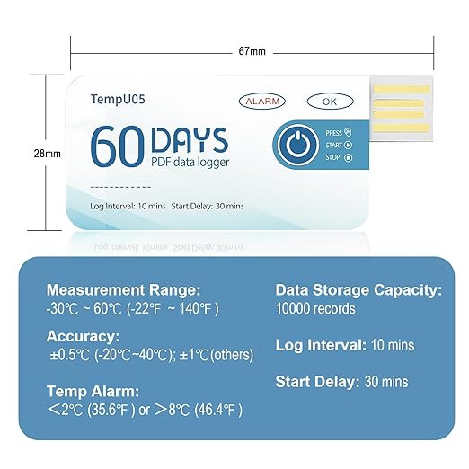 Tzone Temperature Data Logger USB Single Use Temp Recorder 10 Packs with PDF Report, Disposable Thermometer Logger Recording Freezer Logger for Cold Chain Transportation Fruit Storage IP67 Waterproof - Image 4
