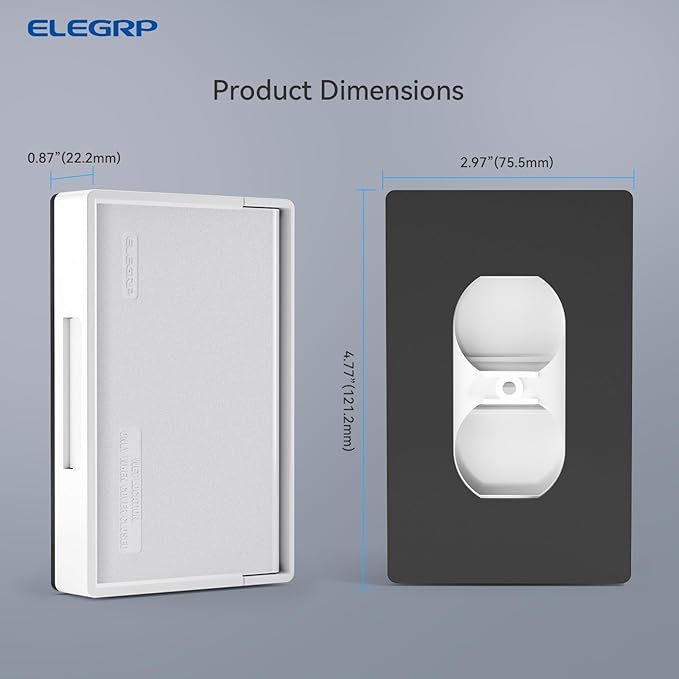 ELEGRP Horizontal Outdoor Cover for Duplex Receptacles, Weatherproof Wall Plate, Outdoor Electrical Outlet Cover, Standard Size 1-Gang 4.77” x 2.97”, Thermoplastic, 6 Pack, White - Image 5