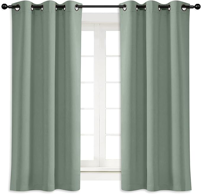NICETOWN Blackout Curtain Blind for Bedroom, Single Panel, W42 x L54 inches, Greyish Green, Thermal Insulated Grommet Blackout Room Darkening Drape/Drapery by NICETOWN