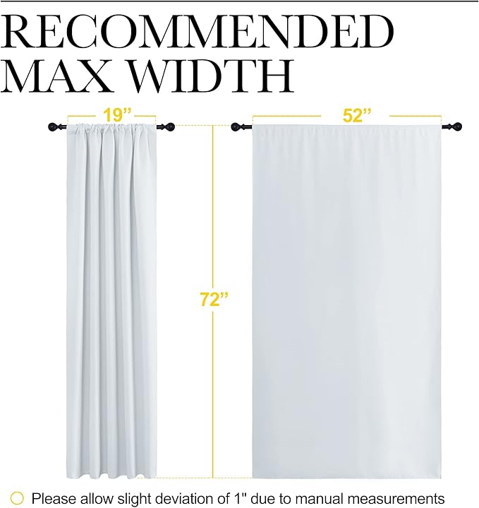 NICETOWN Bedroom Window Curtain Panels - Window Treatment Thermal Insulated Rod Pocket Room Darkening Drapes for Patio Door (Greyish White, 2 Panels, 52 in x 72 in (W x L)) - Image 7