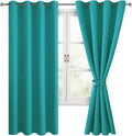 Hiasan Blackout Curtains for Bedroom, 52 x 63 Inches Length - Thermal Insulated & Energy Saving Window Curtains for Living Room, 2 Drape Panels Sewn with Tiebacks, Peacock Teal by Hiasan