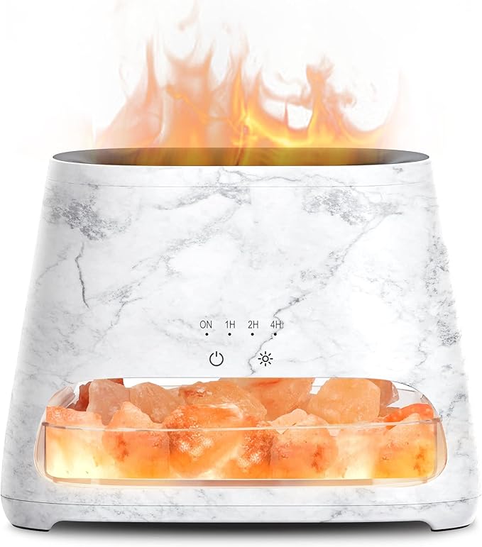 SALKING 2-in-1 Ultrasonic Essential Oil Diffuser & Himalayan Salt Lamp, Aromatherapy Diffuser Cool Mist Humidifier with 3 Brightness, Salt Therapy Lamp, 100% Pure Himalayan Salt Rock, 150ml (Marble) by SALKING