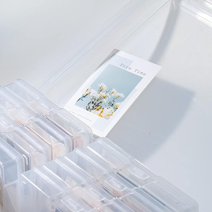 novelinks Transparent 4" x 6" Photo Organizers and Photo Storage Box with Handle, 16 Inner Photo Cases, Portable Picture Organizers & Photo Storage Containers (Clear-Gold Handle) - Image 7
