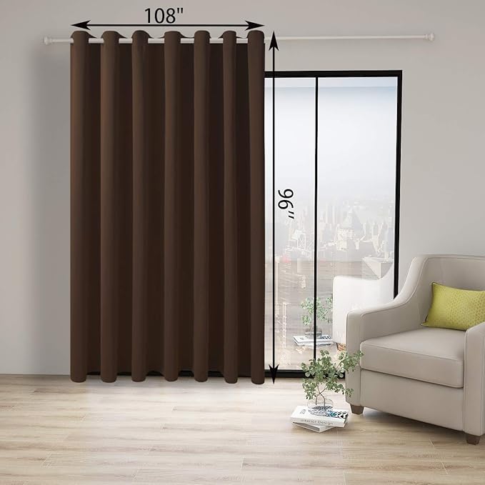 BONZER Room Divider Curtain Screen Partitions Total Privacy Wall Grommet Wide Blackout Curtains for Living Room, 96L x 108W Inch (8L x 9W ft), 1 Panel, Chocolate - Image 4