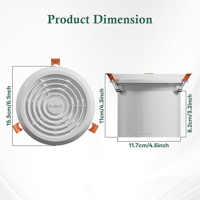 4" Bathroom Exhaust Fan, White Quiet Ceiling Exhaust Fan 110 CFM, 1.0 Sones Ideal Ventilation for Bathroom, Kitchen, RV, Mobile Home, Garage - Image 7