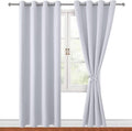 Hiasan Blackout Curtains for Bedroom, 52 x 84 Inches Long - Thermal Insulated & Energy Saving Window Curtains for Living Room, 2 Drape Panels Sewn with Tiebacks, Greyish White by Hiasan