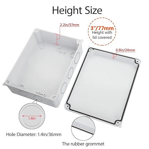LeMotech Junction Box, Electrical Box IP65 Water Resistant Dustproof ABS Plastic Project Enclosure for Electronics White 7.9 x 6.1 x 3.1 inch - Image 6