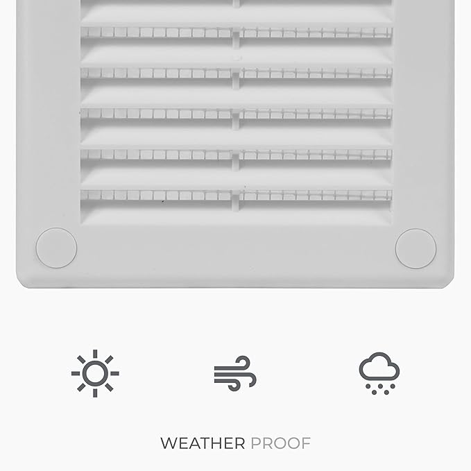 10-Pack 4" x 4" (Outer Size) Square Air Vent Cover – White Plastic Vent Deflector - Screen Mesh, Surface Mount Wall Ceiling – Cold Air Return Soffit Air Vent Cover - Register Indoor Outdoor - Image 6