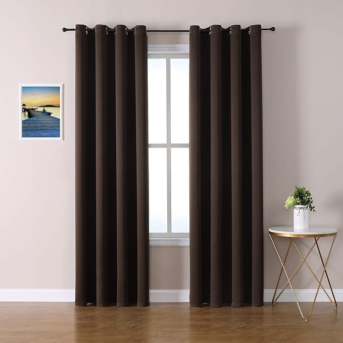 ChrisDowa Blackout Curtains 108 Inches Long 2 Panels Set for Living Room, Grommet Thermal Insulated Room Darkening Curtains for Bedroom (Brown, 52 x 108 Inch) by ChrisDowa