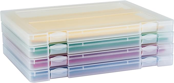 4 Pack A4 Paper Storage Box, 8.5 x 11 Project Case for US letter, Thick Scrapbook Storage Box Craft Storage Box Art Supplies Storage and Organization, Board Game Storage and Organizers - Image 2