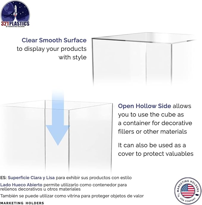 16" x 16" x 18" Clear Acrylic Display Box No Lid Versatile Square Plexiglass Retail Product Storage Bin or Merchandise Riser with One Open Side by Marketing Holders - Image 5