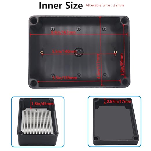 Junction Box,IP67 Waterproof ABS Black Project Box with Mounting Plate Electrical Box Enclosure for Outside Electronics 6.9 x 4.9 x 3inch(175x125x75mm) - Image 4