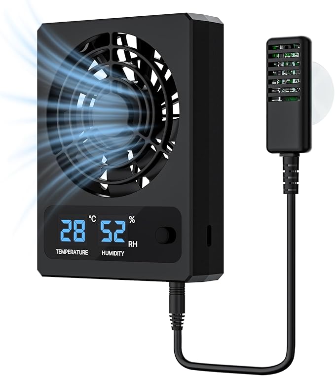 Reptile Humidity Control Fan for Terrariums, Quiet Airflow System for Tanks and Enclosures, Black by LURMMUE