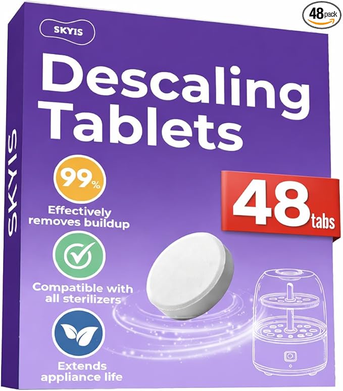 48 Descaling Tablets Baby Bottle Washer Cleaner Tablets Compatible with Baby Bottle Washers Baby Bottle Sterilizers Warmers and Formula Makers Effective Cleaner for Limescale and Residue by Skyis