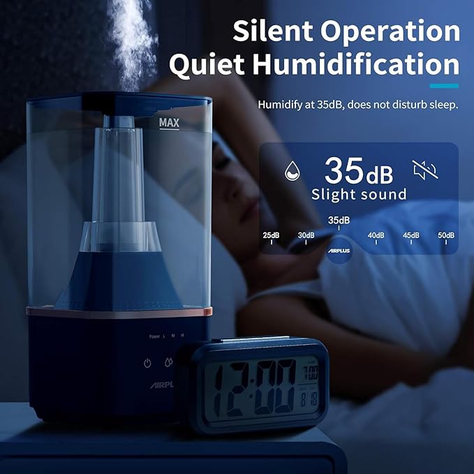 AIRPLUS Powerful Humidifier for Bedroom Lasting up to 60 Hours, Top-Refilling Cool Mist Humidifier for Home with A Water Tank of 4L - Image 8
