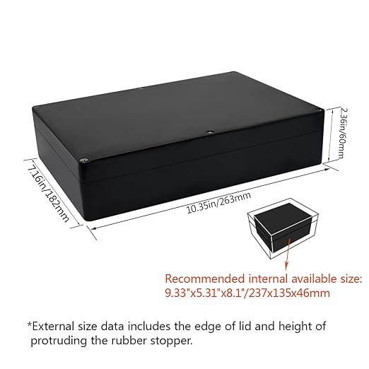 LeMotech Electrical Box ABS Plastic Project Box IP65 Waterproof Junction Box Project Case Universal Enclosure for Electronics Black 10.3X 7.1x 2.3 inch (263x182x60mm)（Pack of 1 - Image 2