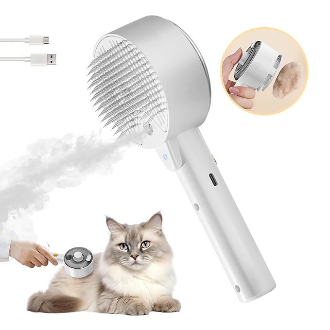 Cloud Care Cat Brush for Indoor Cat Steam Brush for Shedding Spritz Defur Comb for Cats Dogs Steam Brushes for Long Short Hair Cats Dogs Pet Steam Brushes for Massage Grooming Self-Cleaning by rolemon