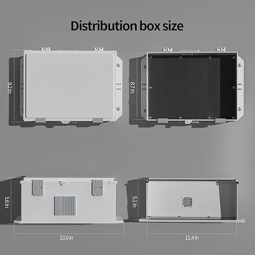 Outdoor Electrical Junction Box, ABS Water Resistant Enclosure with Internal Mounting Panel & Hinged Cover (13" H* 9.2" L* 5.6" W) - Image 3