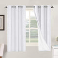 H.VERSAILTEX 100% Blackout Curtains for Bedroom Thermal Insulated Linen Textured Curtains Heat and Full Light Blocking Drapes Living Room Curtains 2 Panel Sets, 42x63 - Inch, Pure White by HVERSAILTEX
