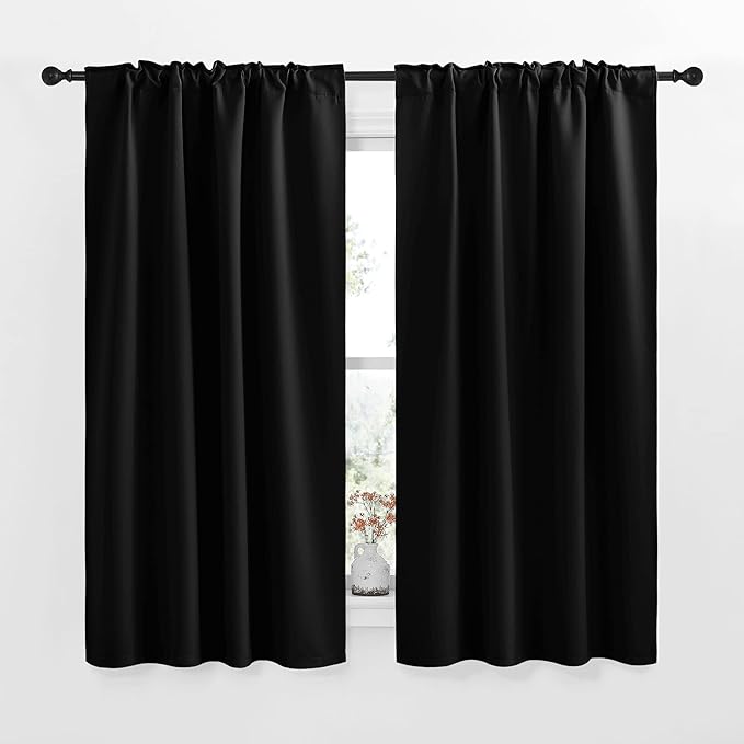 NICETOWN Halloween Blackout Curtains Window Panel Drapes - (Black Color) W42 x L63, Double Panels, Home Decoration Light Blocking Thermal Insulated Rod Pocket & Back Loop Draperies for Living Room - Image 2
