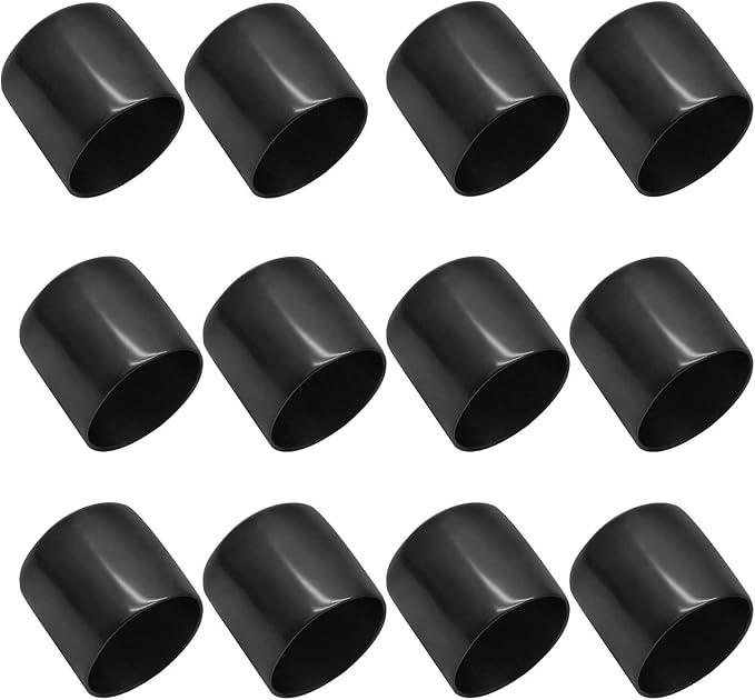 12Pcs Round Rubber End Caps 1-3/4" (45mm) ID Vinyl Flexible Bolt Chair Foot Covers Screw Thread Chair Leg Protectors for Round Tubing Bolt Desk Chair Leg (Black) by Bonsicoky
