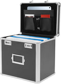 Metal Locking File Organizer Box, 13.8*10*13.4 inch Portable Locking Storage Box w/Lock for Filing Letters & Documents, File Storage Box for Offices, Hotels, Schools, Shopping Malls (Black) by WUSILILU