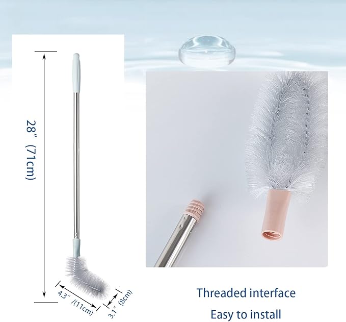 2 Pack 28" Long Bottle Brush, 3 & 5 Gallon Bottle Cleaner Brush, Nylon Bristles and Stainless Steel Handle Bendable Replaceable Brush Head Bottle Cleaning Brush - Image 5