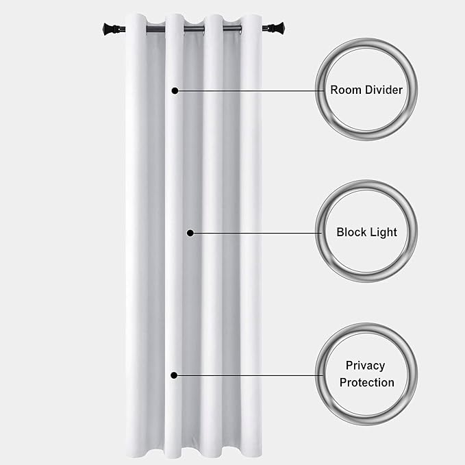 DWCN Total Privacy Room Divider Blackout Curtain - Thermal Curtains for Patio Door, Living Room, Bedroom Partition and Shared Office Space, 1 Panel, 4.3ft Wide x 7ft Tall, Greyish White - Image 4