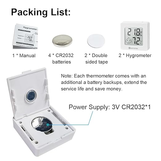 KETOTEK 2 Pack Mini Thermometer Hygrometer Indoor Humidity Monitor Digital Temperature Humidity Gauge Meter with for Bedroom Greenhouse Cellar - Image 3