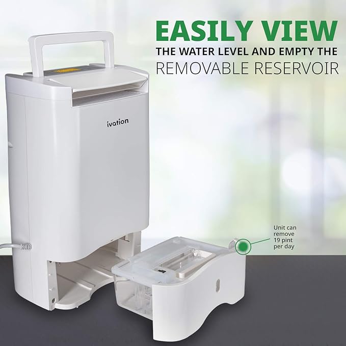 Ivation 19 Pint Small-Area Desiccant Dehumidifier Compact and Quiet - with Continuous Drain Hose for Smaller Spaces, Bathroom, Attic, Crawlspace and Closets - for Spaces Up to 410 Sq Ft - Image 8