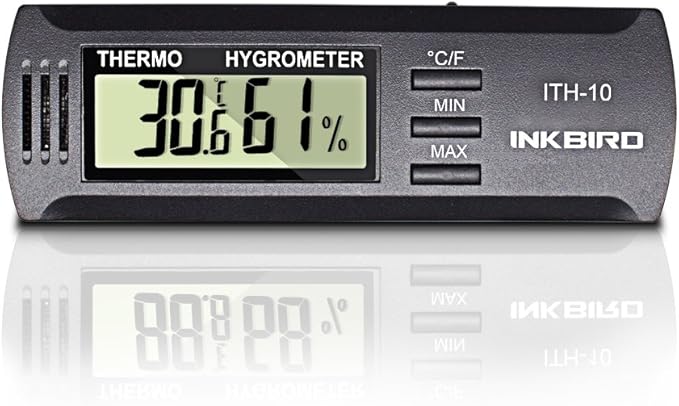 Inkbird ITH10 Digital Thermometer & Hygrometer, Black, Wall Mount, DC 3V, for Greenhouse Indoor Use Temperature & Humidity Monitor with Min/Max Memory - Image 2