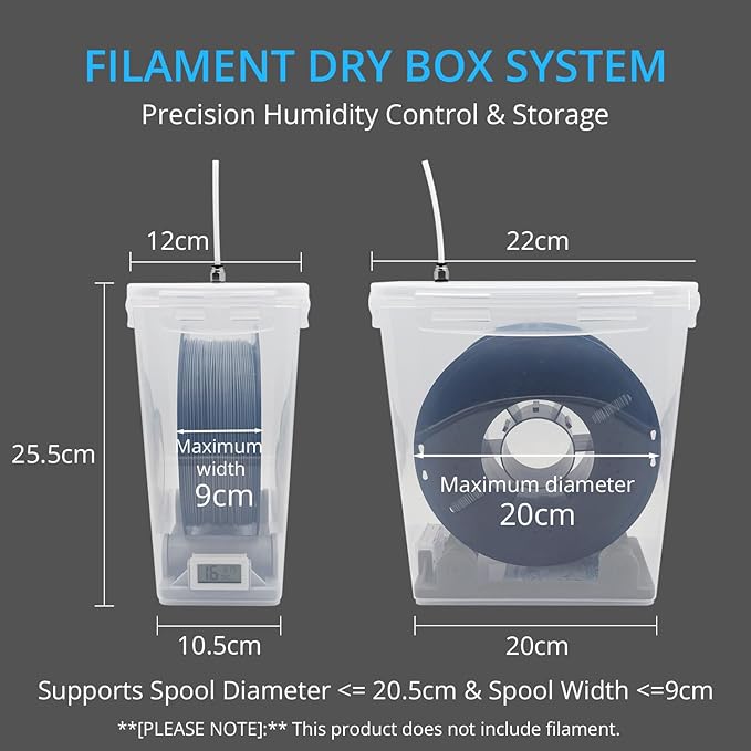 3 Sets 3D Printing Filament Storage Box, 5.8L Dryer Box Continuous Filament Sealing and Protection While Printing, Compatible with 1kg PLA PETG ABS TPU 1.75mm 2.85mm, Stackable Bins (Gray) - Image 3