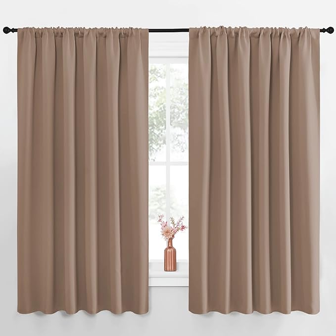 NICETOWN Kids Blackout Curtain Panels - Window Treatment Thermal Insulated Solid Rod Pocket Blackout Drapes for Bedroom (Cappuccino, Set of 2, 70 by 63 Inch) by NICETOWN