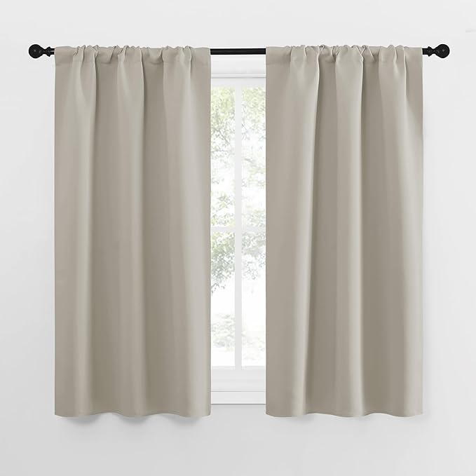 NICETOWN Blackout Curtains for Living Curtains, Room Darkening Window Curtain Panels, Easy-Care Solid Thermal Insulated Draperies/Drapes for Daughter Room (Natural, 2 Panels, 29 by 50) by NICETOWN