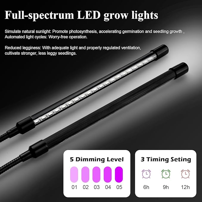 2-pack 1020 Trays with 7.3'' Domes & Heat Mats & Grow Lights – Heavy-Duty 1020 Seed Starter Kits, Seedling Trays with Humidity Domes & Waterproof Heating Mats & LED Lights for Germination Propagation - Image 2