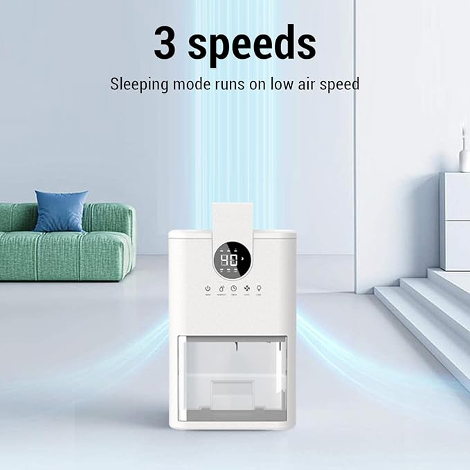 Small Dehumidifier, 1L Water Tank Portable Dehumidifier with Smart Humidity Control, Auto Shut Off, Colorful Night Light, for Bathroom, Bedroom, RV, Closet (US Plug 500W) - Image 2