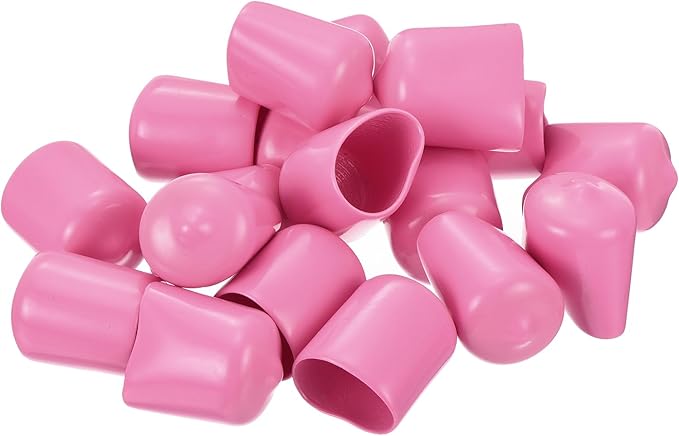 uxcell 20pcs Rubber End Caps 16mm(5/8 inch) ID Vinyl PVC Round Tube Bolt Cap Cover Screw Thread Protectors Pink - Image 4