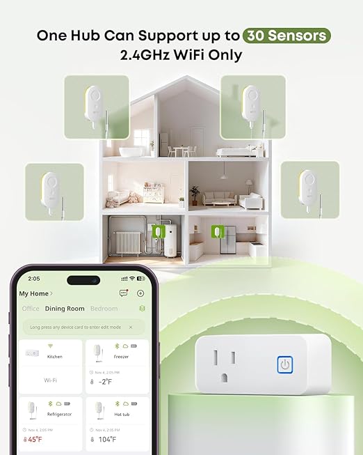MOCREO WiFi Refrigerator Thermometer with Freezer Alarm, Email Alert, App Notification, Data Logging Export, No Subscription Fee, 2 Remote Temperature Sensor for Home Kitchen, Hot Tub - Image 7