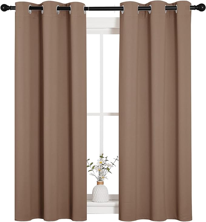 NICETOWN Window Draperies Room Darkening Curtain Panels, Window Treatment Thermal Insulated Solid Grommet Drapes for Bedroom (One Pair, 34 by 54 inches, Cappuccino) by NICETOWN