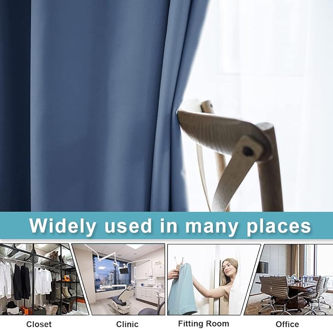 RYB HOME Room Divider Curtains - Blackout Window Curtains Privacy Wall Divider Screens Sound Proof for Living Room Bedroom Patio Sliding Door Basement, 1 Panel, Stone Blue, 60 x 108 inches Long - Image 4