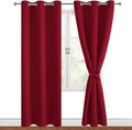 Hiasan Blackout Curtains for Bedroom, 38 x 84 Inches Long - Thermal Insulated & Light Blocking Window Curtains for Living Room, 2 Drape Panels Sewn with Tiebacks, Christmas Red by Hiasan