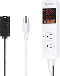 Temperature and Humidity Controller Reptile Mushroom Greenhouse Thermostat Pre Wired Dual Controlled Outlets Heater Fridge Humidifier Dehumidifier by Pymeter