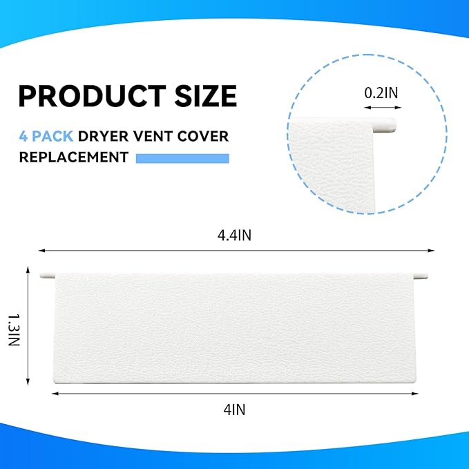Dryer Exhaust Vent Cover Panel Replacements - Premium Plastic Polymer for 4 inch Outdoor Dryer Vent Cover (4 Pack)] - Image 2