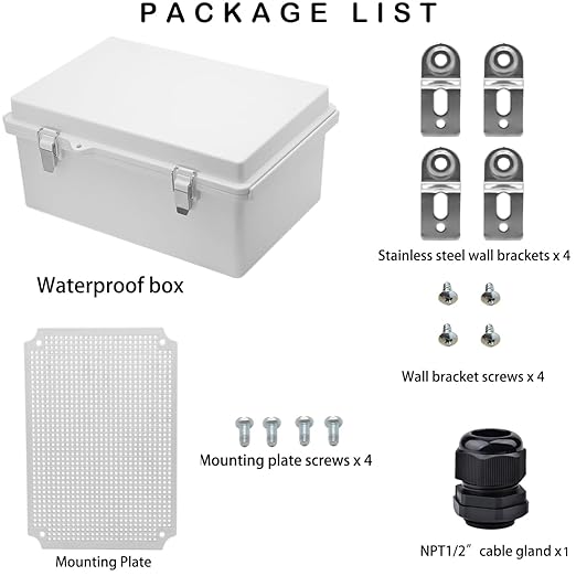Waterproof Electrical Box, IP67 Junction Box Stainless Steel Latch Hinged Grey Cover Project Enclosure with Wall Bracket 11.1"x7.5"x5.5" - Image 5