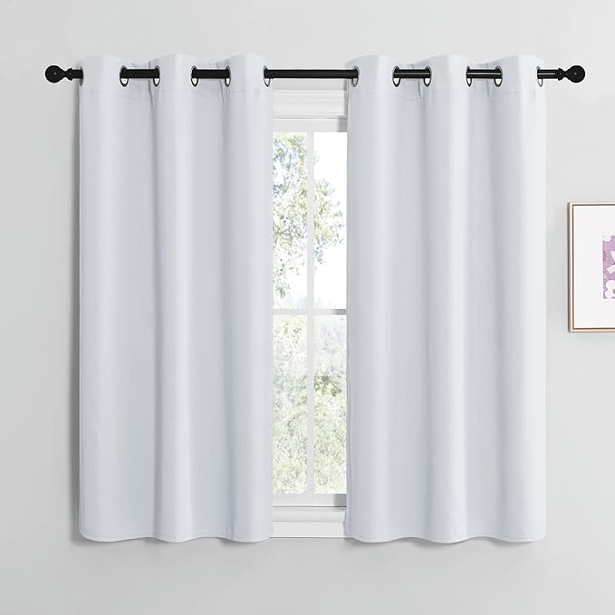 NICETOWN Blackout Curtain Panels for Bedroom, Greyish White, 2 Panels, W29 x L20-inch, Thermal Insulated Grommet Top Blackout Draperies and Drapes for Basement by NICETOWN