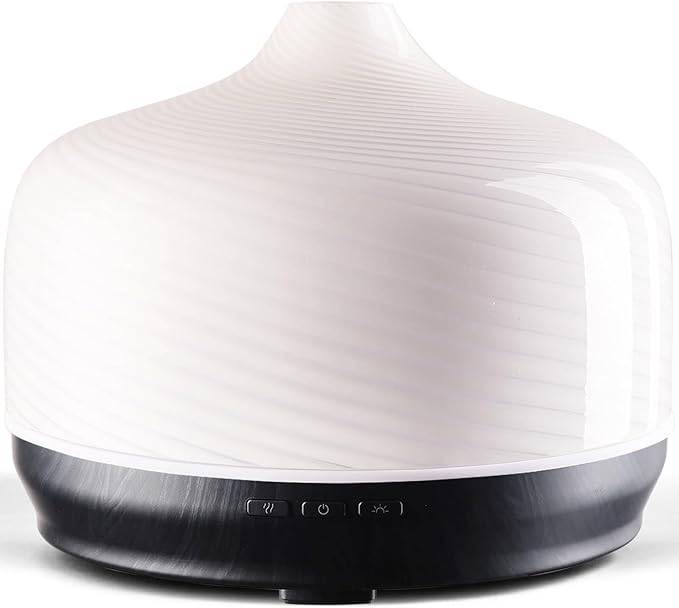 Porseme 500ml Glass Essential Oil Diffuser Aromatherapy Ultrasonic Cool Mist Humidifier 15-21 Running Hours Waterless Auto-Off Air Diffusers for Sleeping Yoga Office Working Spa and Rest (Pure White) by Porseme