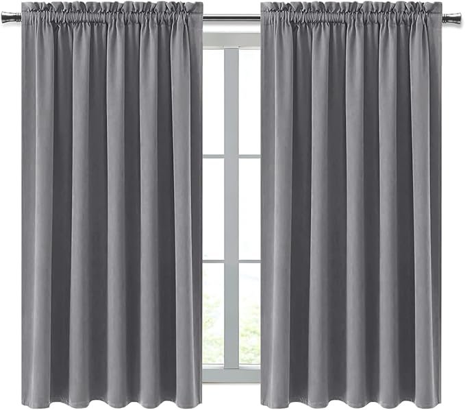 DWCN Blackout Curtains for Living Room Thermal Insulated, Energy Saving & Noise Reducing Bedroom Curtains, Grey, W 70x L 72 Inch, Set of 2 Rod Pocket Curtain Panels - Image 9