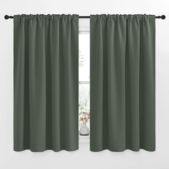 NICETOWN Blackout Curtain Panels for Living Room - (Dark Mallard Color) 52x63 inch, 2 Panels Set, Room Darkening Blackout Drapes for Window - Image 2