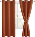 Hiasan Fall Blackout Curtains for Bedroom, 42 x 72 Inches Long - Thermal Insulated & Light Blocking Window Curtains for Living Room Home Decor, 2 Drape Panels Sewn with Tiebacks, Burnt Ochre by Hiasan