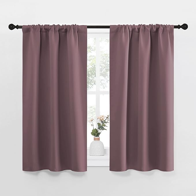 NICETOWN Kitchen Curtains, Short Blackout Curtains & Drapes, Small Window Draperies for Dining Room, Cupboard (Dry Rose, 34" W by 45" L, Set of 2) by NICETOWN